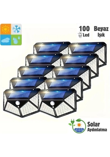 Hb-100 Model 10'lu Paket 100 Led Solar Hareket Sensörlü Güneş Ene