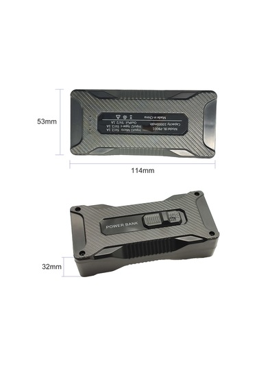 Monyee Siyah 10000mah Power Bank - 24 Saat Süreyle 100m Işık Mesafesi Sağlayan 2w Güçlü Fenerli Taşınabilir Şarj Cihazı