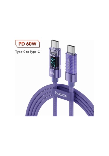 Toocki Toocki 100w Usb C Kablo - Tablet Ve Dizüstü Bilgisayar İçin Pd60w Hızlı Şarj, Dijital Ekranlı Tip C Usb Veri Kablosumor2m