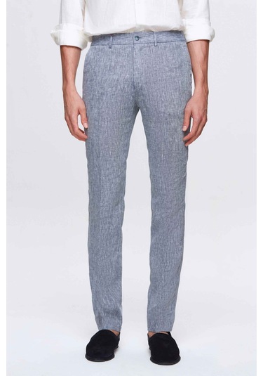 Ds Damat Slim Fit Lacivert Düz %100 Keten Jogger Pantolon 4hc03s2063230 101