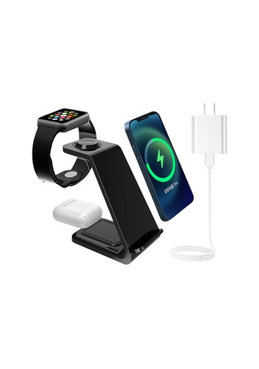 Maiyame 3'ü 1 Arada Dikey Kablosuz Şarj Aleti - Telefon, Saat Ve Kulaklık İçin 20w Hızlı Şarj, Apple/android Uyumlu, Beyaz, Abd Standartı 110-240v Beyaz