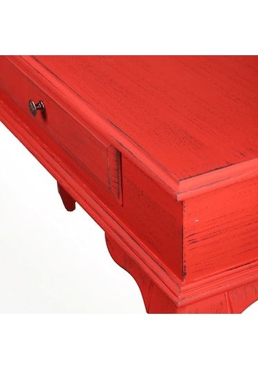 Roys Ahşap 100 Cm Çekmeceli Kırmızı Eskitme  Dresuar Kırmızı