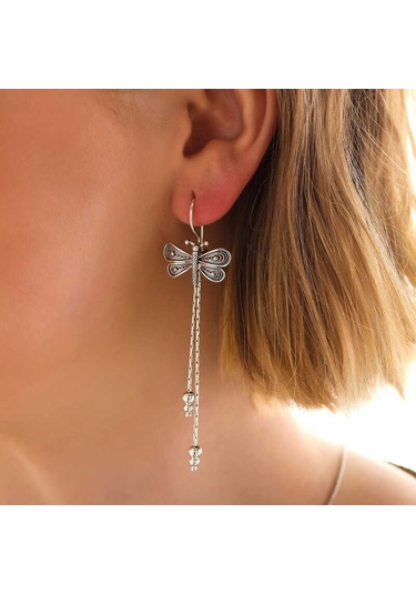 Artsmagazinmücevher Gümüş Telkari Sallantılı Yusufçuk Kadın Küpe