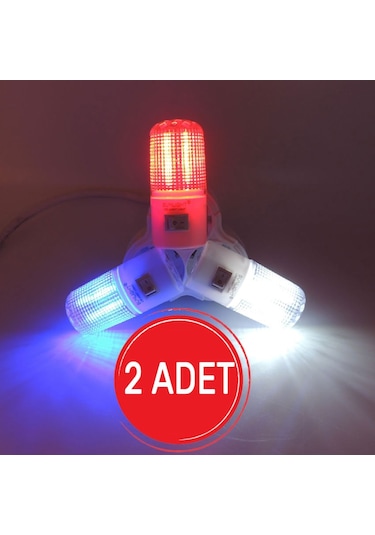Kısa Led Gece Lambası 0,5W Tasarruflu Işıklı Fişli Düğmeli 2'Li