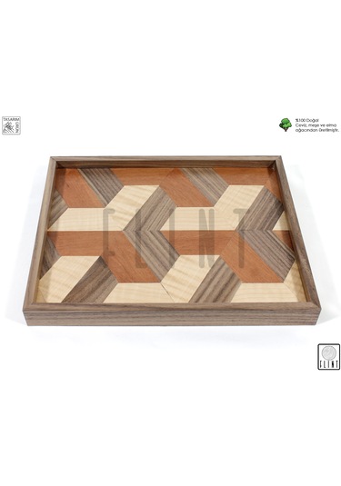 El Yapımı Ceviz Meşe Elma Ağacı Üç Boyutlu Ahşap Kahvetepsisi