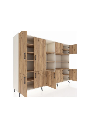 Hyperion Dolap 14 Raflı 9 Kapaklı 220x44x163 Aytaşı-çam Aytaşı-çam