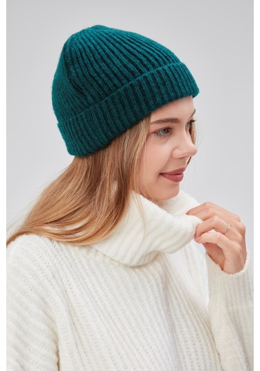 Derikem Basic Şık Standart Lüks Unisex Tiftik Bere Petrol Yeşili