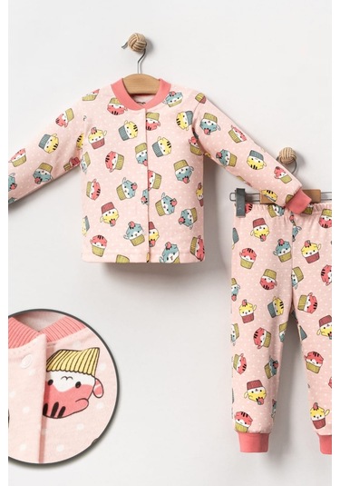 Kız Çocuk Desenli Pamuklu 2'li Pijama Takımı-pembe Pembe