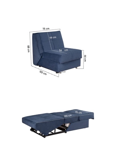 Kilim Mobilya Robin Tek Kişilik Yatak Olabilen Koltuk Açık Kahverengi Açık Kahverengi