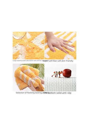 Shineyee Banyo Paspası Tatlı Limon Desenli Florya Dokulu 45x75 Cm - Yüksek Su Emici Kayma Önleyici Hızlı Kuruyan Taban Diğer