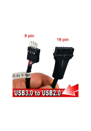 9 Pin Usb 2.0 Erkek To19 Pin Usb 3.0 Dişi Çevirici Kablo 15cm