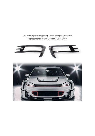 Wezone Volkswagen Golf Mk7 2014-2017 Ön Tampon Faro Çerçeve Decoru, Abs Malzeme, Siyah Renk, Sol Ve Sağ Seti