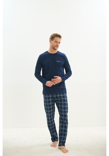 Erkek Uzun Kol Lacivert Pijama Takım C8t1n5o9 001