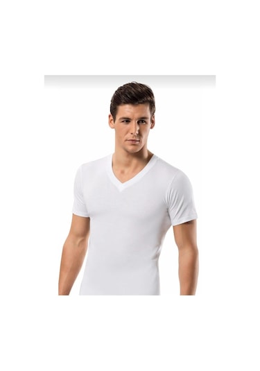 Erdem 1167 Erkek Kısa Kol V Yaka Atlet 6 Adet Beyaz