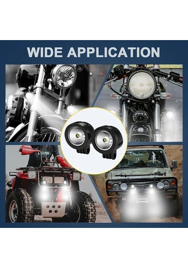 Motion003 Alüminyum 2 Işık 2 İnç Motosiklet Işıkları Beyaz Yüksek Lümen Su Toz Geçir