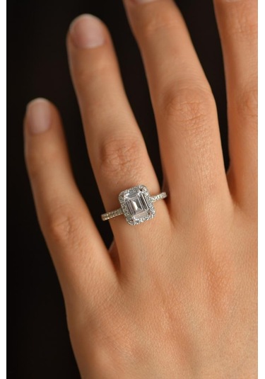 925 Ayar Zirkon Taşlı Rodyum Ayarlanabilir Baget Gümüş Yüzük 10-20