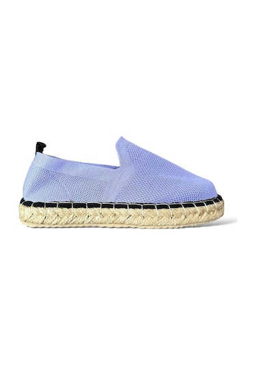 Unisex El Yapımı Triko Espadril Lila-beyaz Beyaz