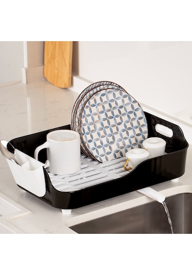 Porsima Akl-060 Siyah Lüks Tabaklık Bulaşıklık Su Akıtma Kanallı Siyah