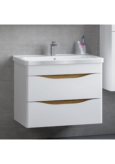 Denko İdea 80 Cm Mdf Beyaz Banyo Dolabı Takımı Ve Boy Dolabı Beyaz