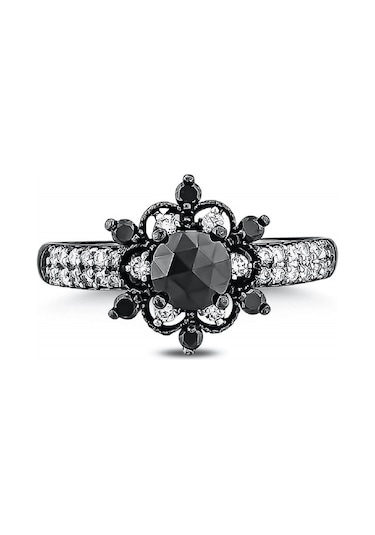 Ariş Pırlantalı Siyah Elmas  Yüzük