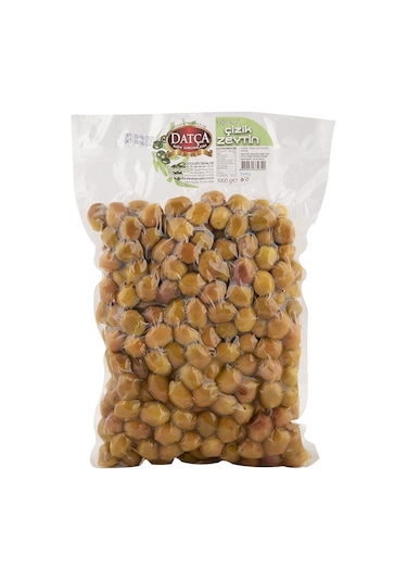 Datça Köy Ürünleri Yağlı Yeşil Çizik Zeytin Vakumlu 1 KG