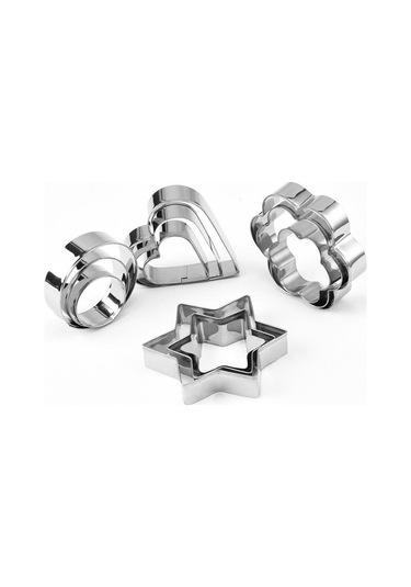 12 Adet Pişirme Aletleri, Pişirme Kalıpları, Zencefilli Kurabiye Şablonları, Kurabiye Kalıpları Gümüş Diğer