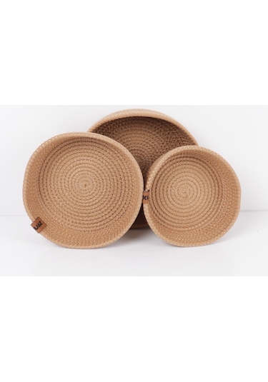 Hasır Sepet 3 Lü Düzenleyici, 3 Lü Sepet Takımı, Jüt Sepet Organizer 3lü Banyo Düzenleyicisi 001