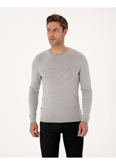 Pierre Cardin Erkek Açık Gri Melanj Kazak /triko 50314192-vr091 Açık Gri Melanj