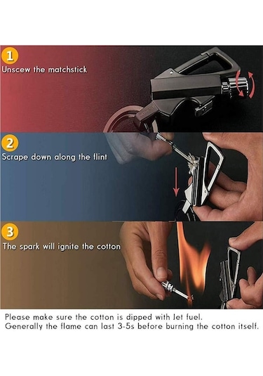 Dancemonkey Kalıcı Metal Çakmak, Dış Mekan Acil Durum Kibrit Ateşçi, Yeniden Doldurulabilir Siyah Siyah