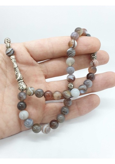 Sertifikalı Bostwana Akik Doğal Taş Tesbih 8 Mm