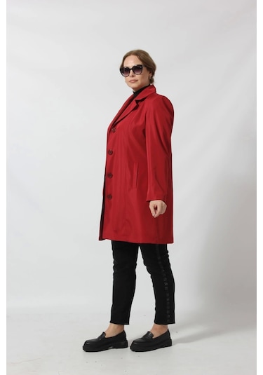 1670 Düğmeli Cep Detaylı Bondit Ceket Kırmızı