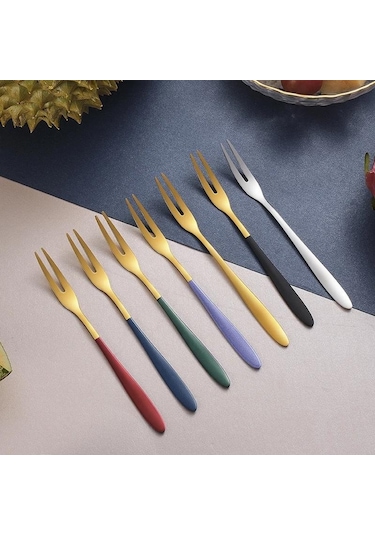 Gümüş 5 Adet Meyve Çatalı Lüks Paslanmaz Çelik Altın Kek Tatlı Çatal Güzel Mini Çatal Kek İçin Kullanılan Parti Salyangoz Çatal Restoran