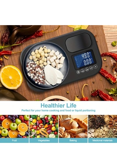 Fochsia Edospor Mutfak Terazisi 0.1g Hassas Gram Gümüş Gri Tare Fonksiyonlu Kompakt Gümüş Grisi