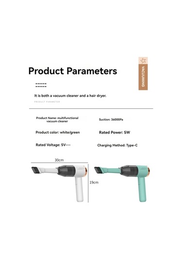Suofeng El Taşınabilir Kablosuz Süpürge - Ev Ve Araç İçin Çift Fonksiyonlu Temizleme + Üfleme - Beyaz