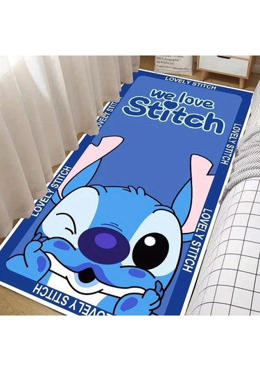Fochsia Happy Disney Stitch Yoga Matı Lilo Donut Desenli Katlanır Yıkanabilir Halı