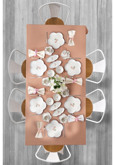 Emsan Lilium Porselen 32 Parça 6 Kişilik Kahvaltı / Servis Takımı Beyaz