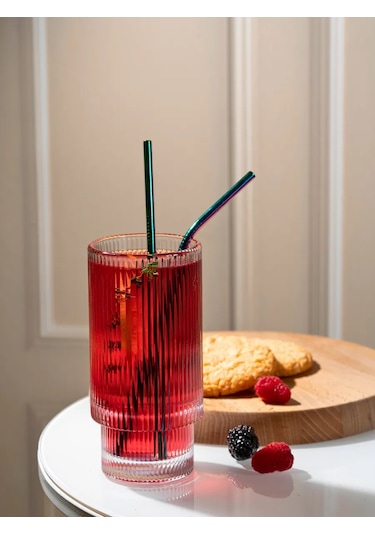 Purecrystal 6 Parça Yüksek Yüksek Cam Bardak Seti - Su Ve Meyve Suyu İçin 340750804 Beyaz