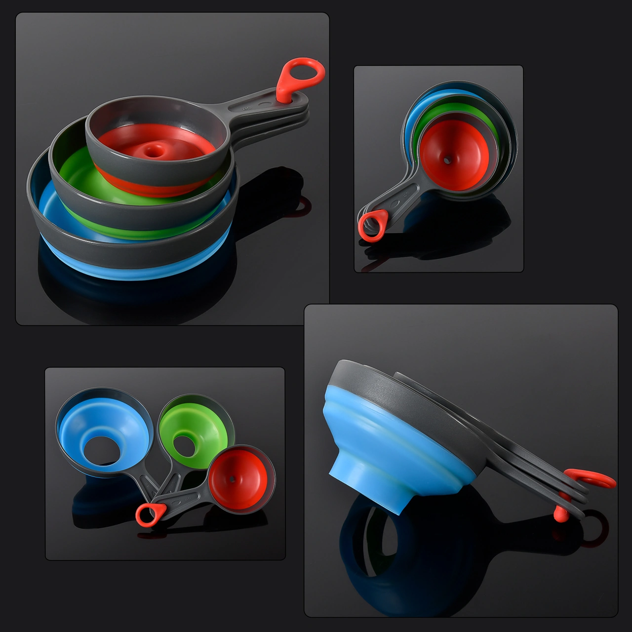 Yunboo 3'lü Silikon Katlanabilir Lehim Huni Seti - Geniş Açık, Çabuk Saklanabilir, Ev Fırını Ve Mutfak Araçları Çok Renkli