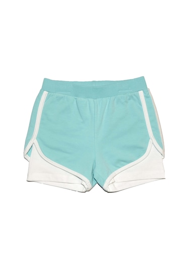 Lovetti Mint-Ekru Kız Çocuk 2 Iplik Ikili Şort 7848W078 Mint - Ekru