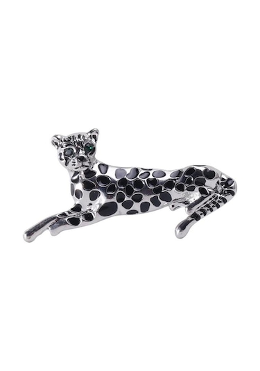 Panter Broş 6 Cm Gümüş Renk Renkli