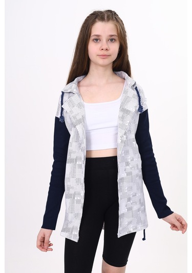 Toontoy Kız Çocuk Komple Baskılı Hırka Beyaz