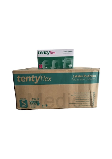 Tenty Flex Pudrasız Lateks Muayene Eldiveni 100'lü