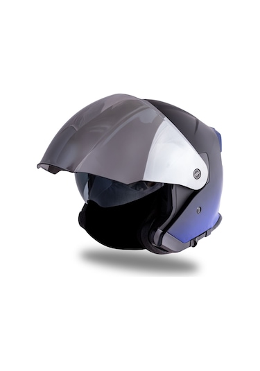 Palio 2.0 Deepsky Mat Siyah-navy Mavi Güneş Vizörlü Açık Kask C3 Siyah