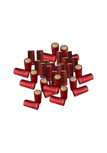 Suntek 100x Şarap Şişesi Isı Büzüşmeli Kapaklar 30mm Conta Kırmızı
