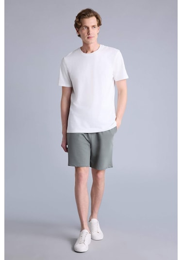 Defacto Regular Fıt Sweatshirt Kumaşı Şort W1105az26smkh422 Haki-kh422