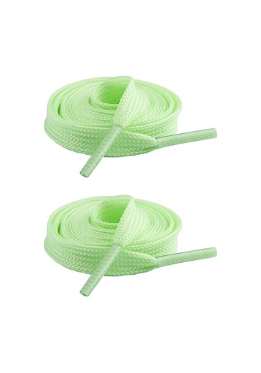 Fosforlu Neon Yeşil 1 Cm Kalınlığında 1 Çift Yassı Spor Ayakkabı Bağcığı Yeşil