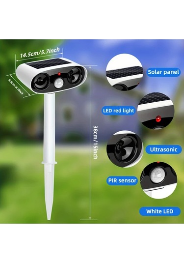 Xuweiwei 2024 Beyaz Yeni Yükseltilmis Ses Dalgasi Hayvan Kovucu Günesli Acik Hava Hareket Algilama Cihazi