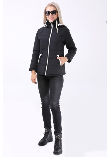 Toridas Günlük Şık Kapüşonlu Kışlık Kadın Şişme Mont 811siyah 001