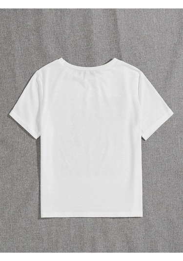 Kadın Beyaz Oversize Floral Baskılı T-shirt Beyaz-67224