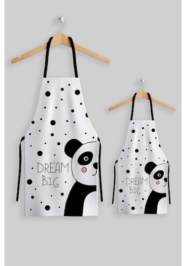 Ays Home Panda Anne Çocuk Leke Tutmaz Mutfak Önlüğü 5 - 9 Yaş Beyaz